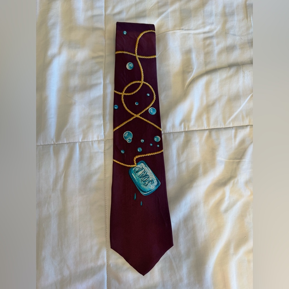 Vintage Joe Boxer silk Neck Tie Soap On A Rope Joes Self Cleaning Neckwear